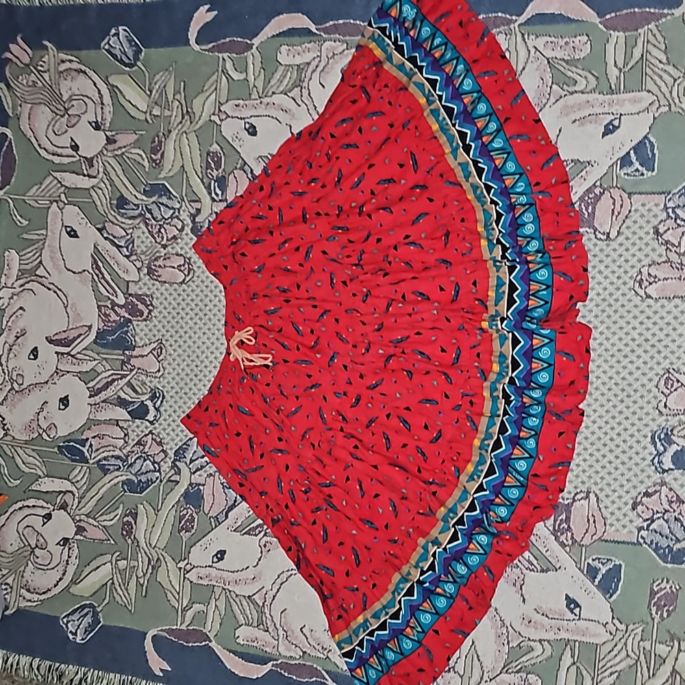 Vintage Rodeo Western Wear skirt red multicolored print Aztec cotton ♥️ hg17